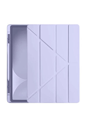 iPad Pro 11 (2024) Kılıf Kalemlikli Hugo Tablet Kılıfı - Lila-(5796)