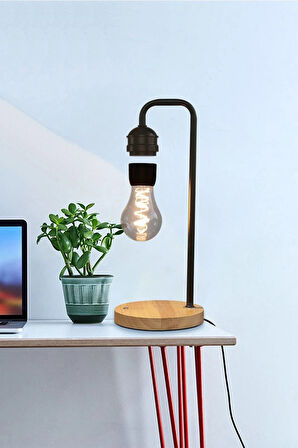 XF01 Ampul Görünümlü Kablosuz Şarj Özellikli Gece Lambası - Siyah-(5796)