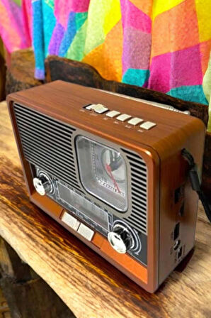 Ahşap Görünümlü Retro Bluetooth Radyo USBAUX Ve SD Kart Girişli