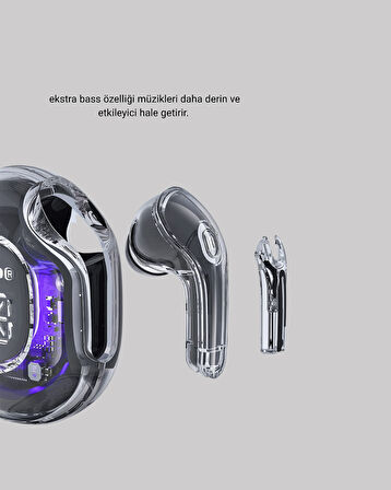 Bluetooth 5.3 Kablosuz Kulaklık HiFi Stereo ve Ekstra Bass Dijital Ekranlı