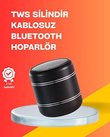 Mini Silindir Kablosuz Hoparlör Güçlü Ses 4W Bas + TWS Senkron Özellik