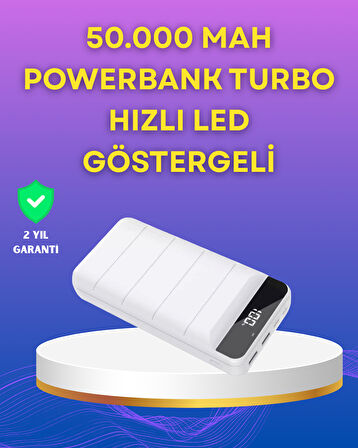 Lightning ve Type-C Girişli 50000mAh Powerbank