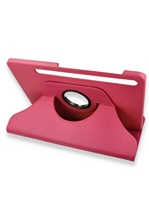 Samsung Galaxy X800 Tab S8 Plus 12.4 Kılıf 360 Tablet Deri Kılıf - Pembe-(5796)