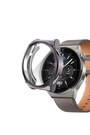 Huawei Watch GT3 Pro 43mm Dota Camlı Kasa Ekran Koruyucu - Uzay Grisi-(5796)