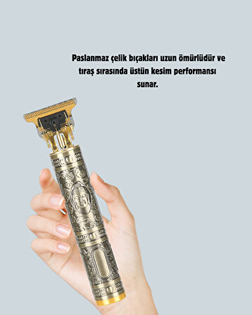 Şarjlı Titanyum Bıçaklı Saç ve Sakal Kesme Makinesi