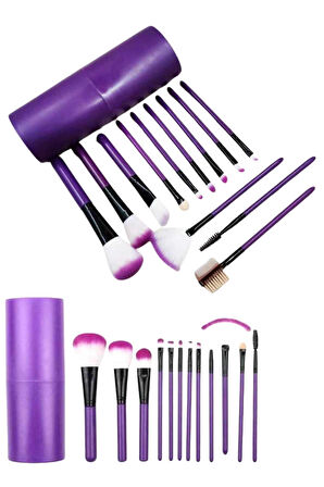 12 Parça Yumuşak Uçlu Makyaj Fırça Set-Göz ve Yüz Makyajı İçin Fırça Set