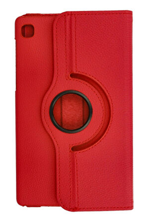 Samsung Galaxy T220 Tab A7 Lite 8.7 Kılıf 360 Tablet Deri Kılıf - Kırmızı-(57