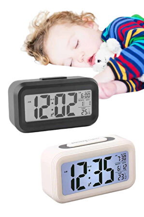 Gece Dijital Masa Saati Dijital Alarmlı Led Ekran Pilli Çalar Saat
