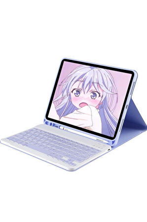 iPad Pro 11 (2022) Kılıf KC01 Smart Klavyeli Tablet Kılıfı - Lila-(5796)