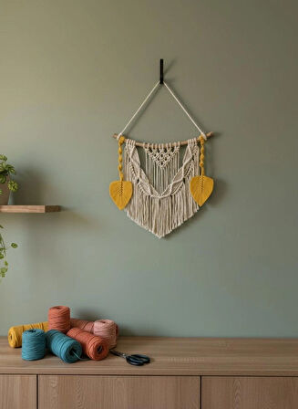 Makrome Duvar Süsü Yapraklı Model