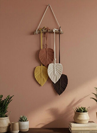 Makrome Duvar Süsü Yaprak Model