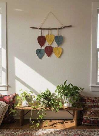 Makrome Duvar Süsü Büyük Yapraklı