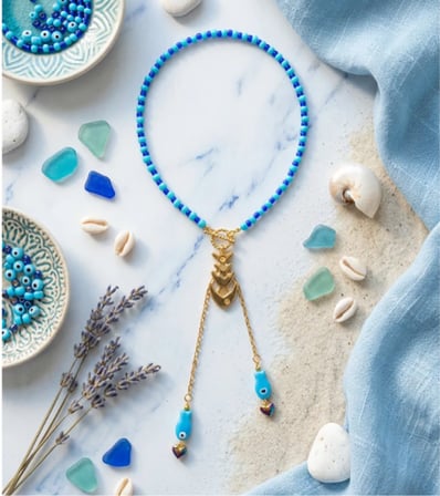 MK Design Jewelry TASARIM MAVİ KOLYE