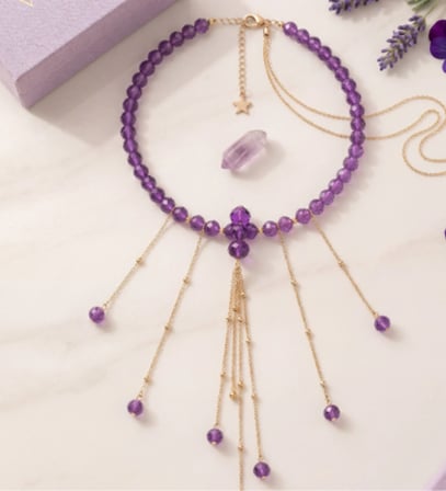 MK Design Jewelry  Mor Kristal Kolye