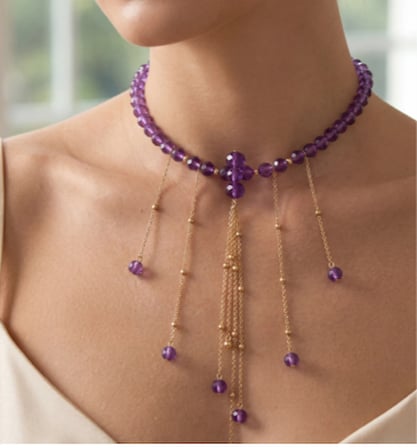 MK Design Jewelry  Mor Kristal Kolye