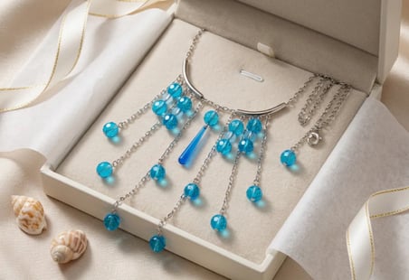 MK Design Jewelry Mavi Cam Kolye