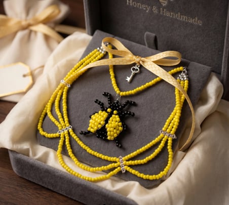 MK Design Jewelry Sarı Siyah Uğur Böceği Kolye