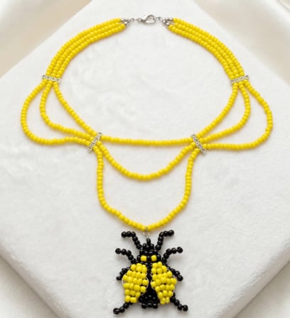 MK Design Jewelry Sarı Siyah Uğur Böceği Kolye