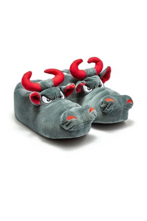 Boğa Unisex Ev Içi Hayvanlı Gri Panduf - Ultrasoft Bull