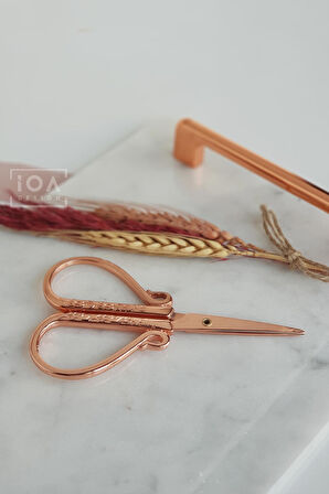 Söz / Nişan Makası Rose Gold Renk + Başak ve Pampas Demeti