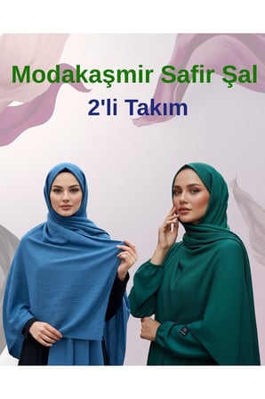 Moda Kaşmir Safir Pamuklu Şal 2'li Takım