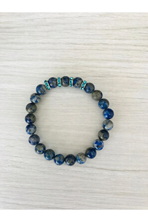Gerçek Lapis Lazuli Taşı Bileklik - Renkleri Kendi Rengidir- Boya Değildir - Mkt54001