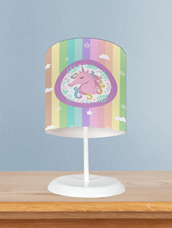 MEKTA HOME BEBEK VE ÇOCUK ODASI Renkli Unicorn Desenli Abajur