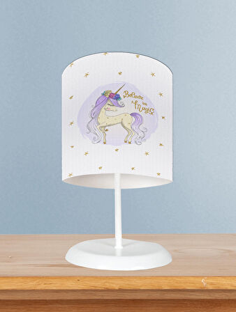 MEKTA HOME BEBEK VE ÇOCUK ODASI Yıldızlı Mavi Unicorn Desenli Abajur