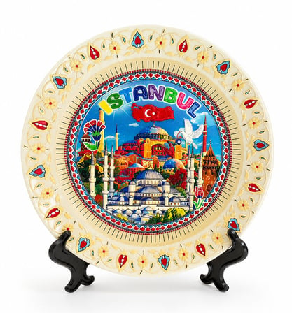 İstanbul Temalı Porselen Dekoratif Tabak 15 Cm