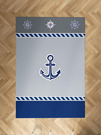 MEKTA HOME BEBEK VE ÇOCUK ODASI Mavi Çapa Desenli Halı