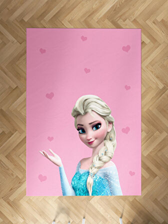 MEKTA HOME BEBEK VE ÇOCUK ODASI Pembe Elsa Desenli Halı