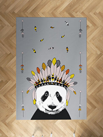MEKTA HOME BEBEK VE ÇOCUK ODASI Kızılderili Panda Desenli Halı