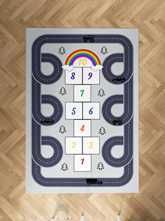 MEKTA HOME BEBEK VE ÇOCUK ODASI Yol ve Seksek Desenli Halı