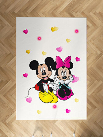 MEKTA HOME BEBEK VE ÇOCUK ODASI Mickey ve Minnie Mause Desenli Halı