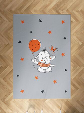 MEKTA HOME BEBEK VE ÇOCUK ODASI Turncu Filli Balon Desenli Halı