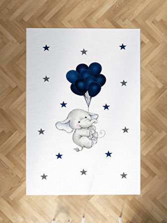 MEKTA HOME BEBEK VE ÇOCUK ODASI Filli Mavi Balon Desenli Halı
