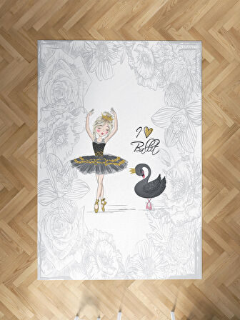 MEKTA HOME BEBEK VE ÇOCUK ODASI Baleri ve Kuğu Desenli Motifli Halı