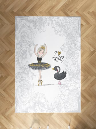 MEKTA HOME BEBEK VE ÇOCUK ODASI Baleri ve Kuğu Desenli Motifli Halı