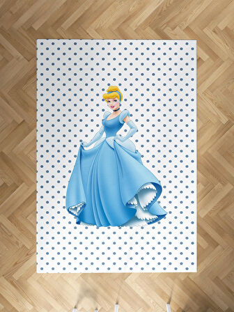 MEKTA HOME BEBEK VE ÇOCUK ODASI Puantiyeli Prenses Kız Desenli Halı
