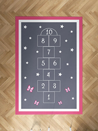 MEKTA HOME BEBEK VE ÇOCUK ODASI Seksek Desenli Çerçeveli Halı