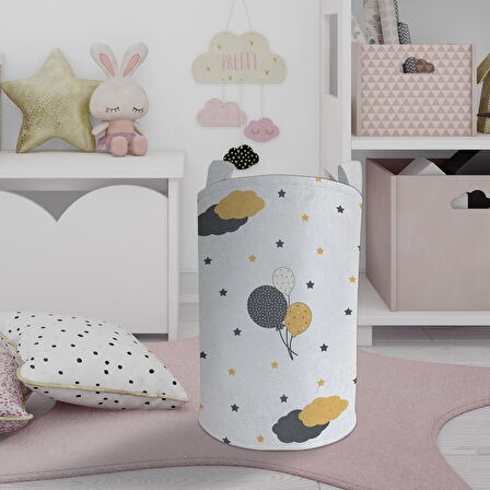 MEKTA HOME BEBEK VE ÇOCUK ODASI Balonlu Yıldız Desenli Oyuncak Sepeti