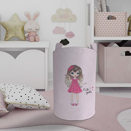 MEKTA HOME BEBEK VE ÇOCUK ODASI Pembe Kalp Desenli Oyuncak Sepeti