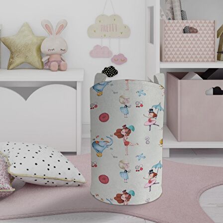 MEKTA HOME BEBEK VE ÇOCUK ODASI Renkli Sirk Desenli Oyuncak Sepeti