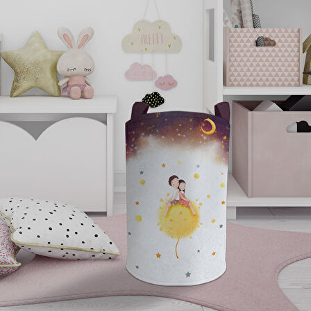 MEKTA HOME BEBEK VE ÇOCUK ODASI Sevimli Çocuklar Yıldız Desenli Oyuncak Sepeti