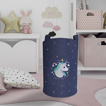 MEKTA HOME BEBEK VE ÇOCUK ODASI Lacivert Unicorn Desenli Oyuncak Sepeti