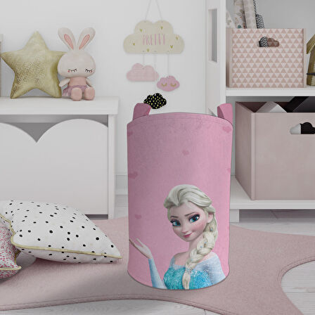 MEKTA HOME BEBEK VE ÇOCUK ODASI Pembe Elsa Desenli Oyuncak Sepeti