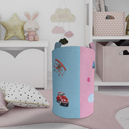 MEKTA HOME BEBEK VE ÇOCUK ODASI Erkek ve Kız İçin Ortak Desenli Oyuncak Sepeti