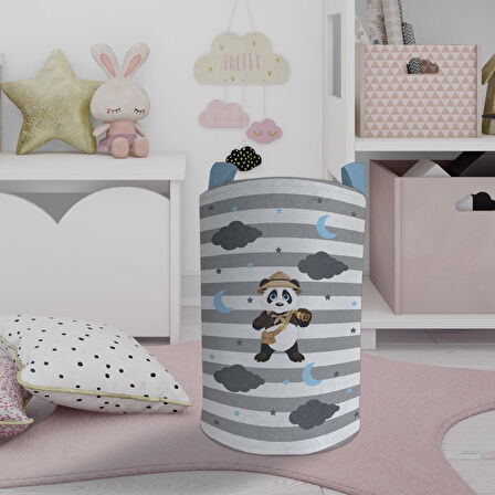 MEKTA HOME BEBEK VE ÇOCUK ODASI İzci Panda Desenli Oyuncak Sepeti