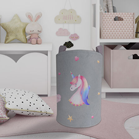 MEKTA HOME BEBEK VE ÇOCUK ODASI Unicorn ve Seksek Desenli Oyuncak Sepeti