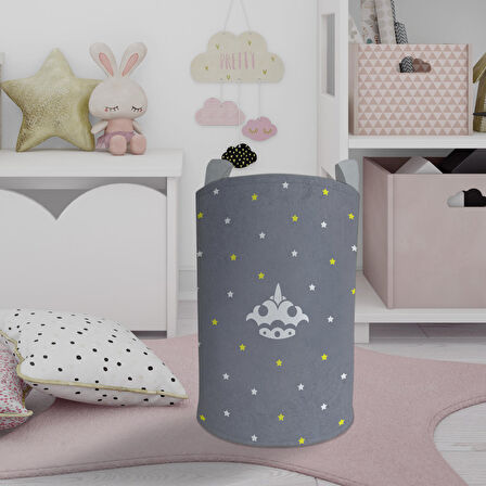 MEKTA HOME BEBEK VE ÇOCUK ODASI Taç Desenli Oyuncak Sepeti
